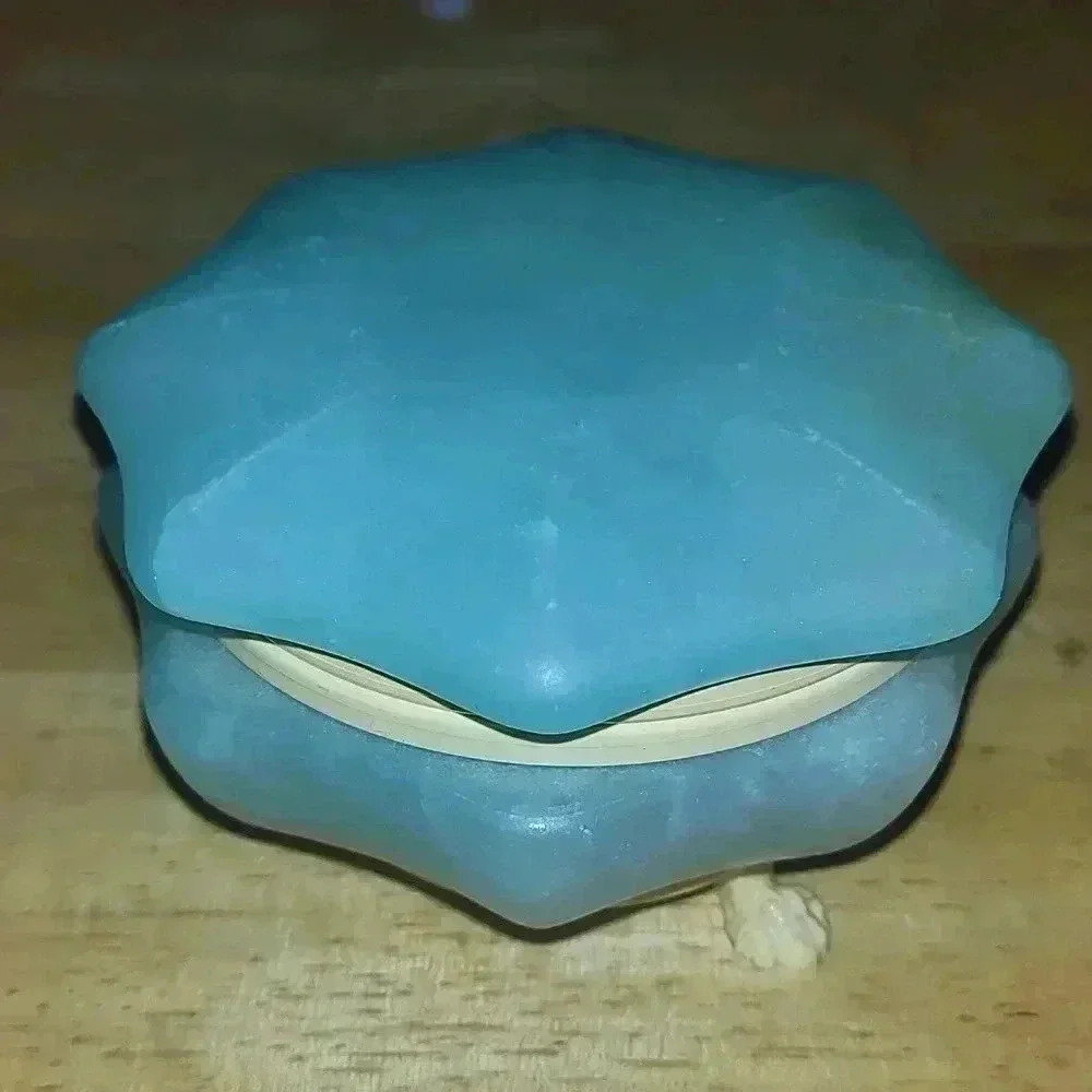 Carved blue Alabaster Footed Ring Box